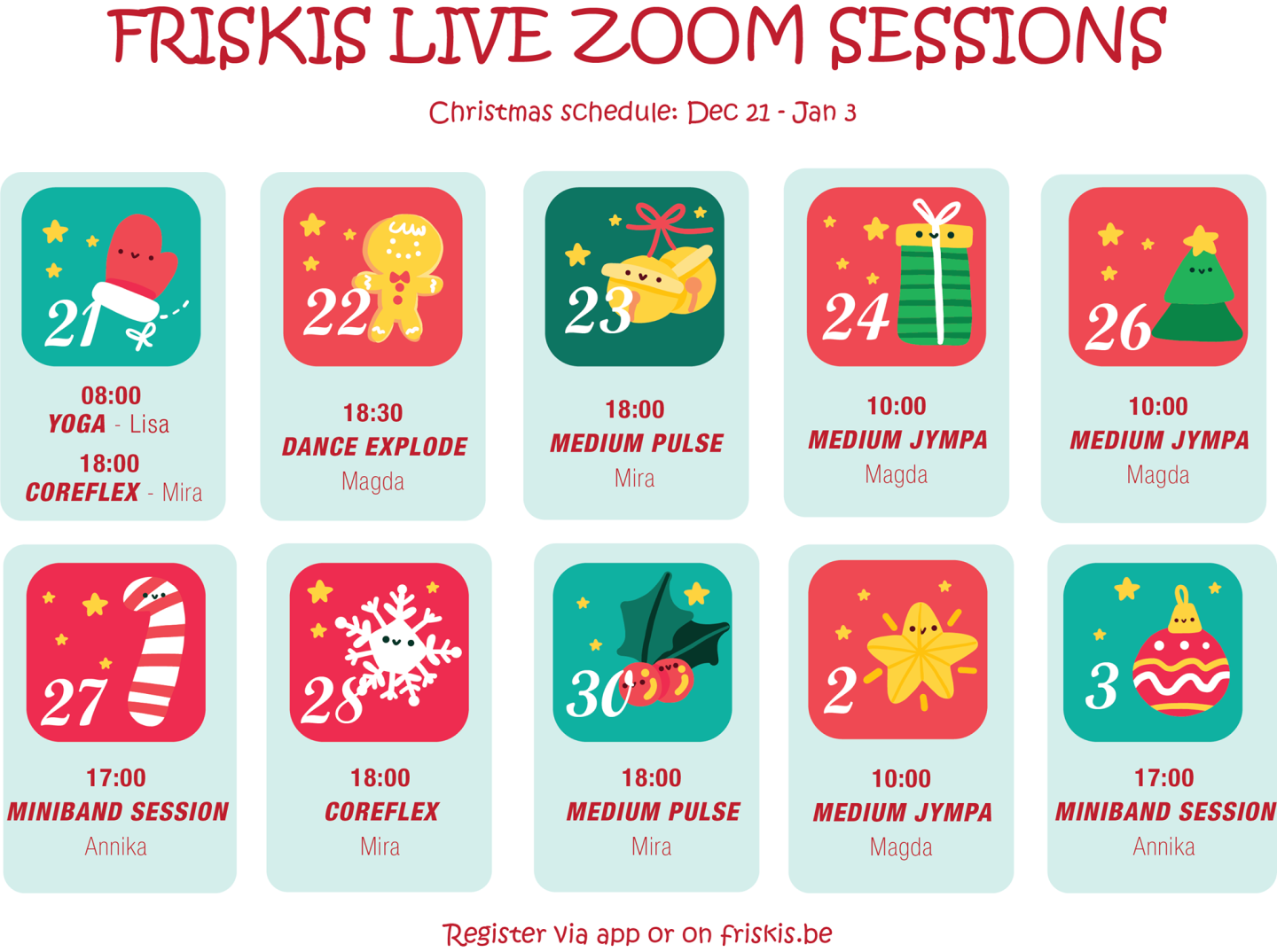 Zoom sessions XMAS 2020